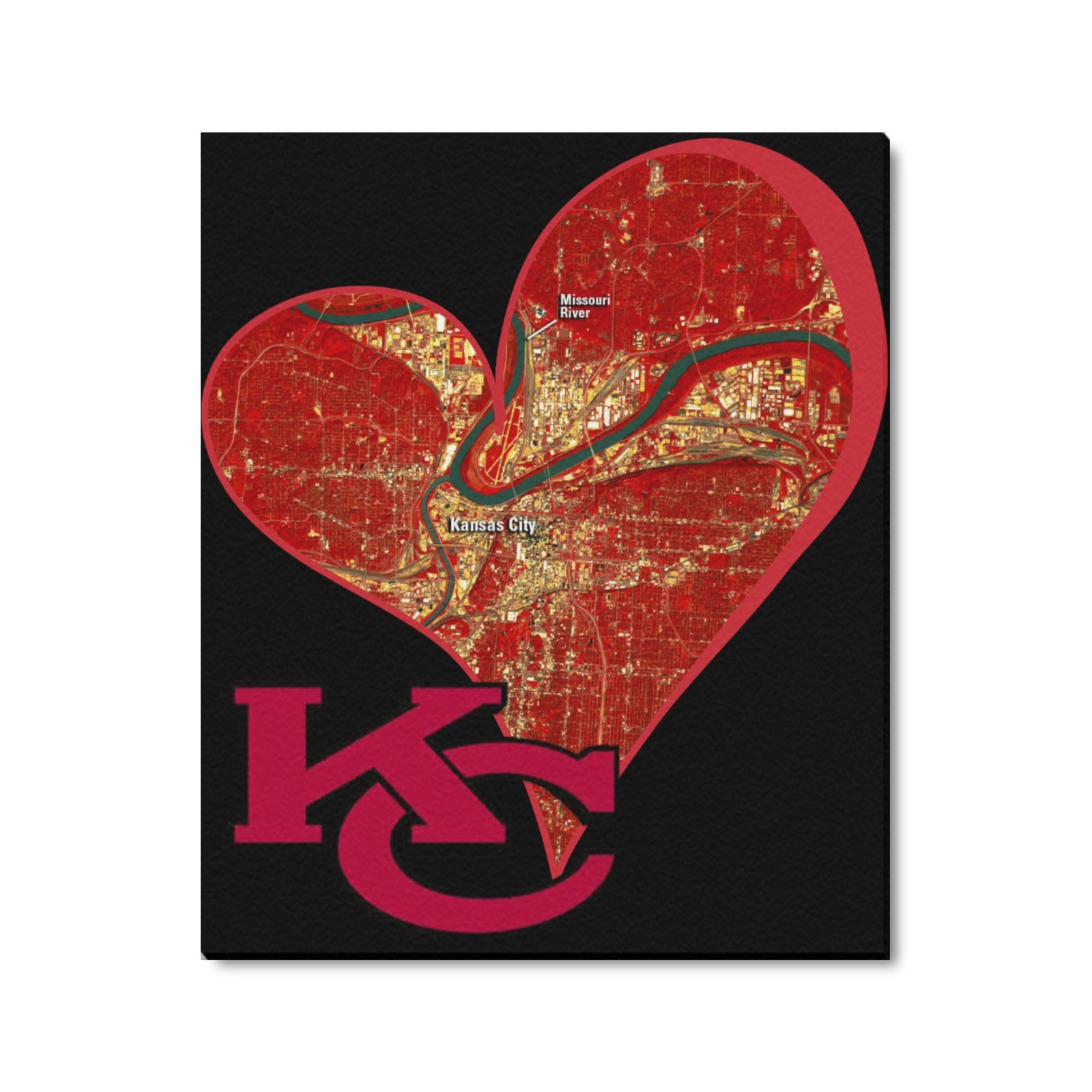 Heart of KC - The Map Within: Limited Edition Framed Canvas Print 20"x24"