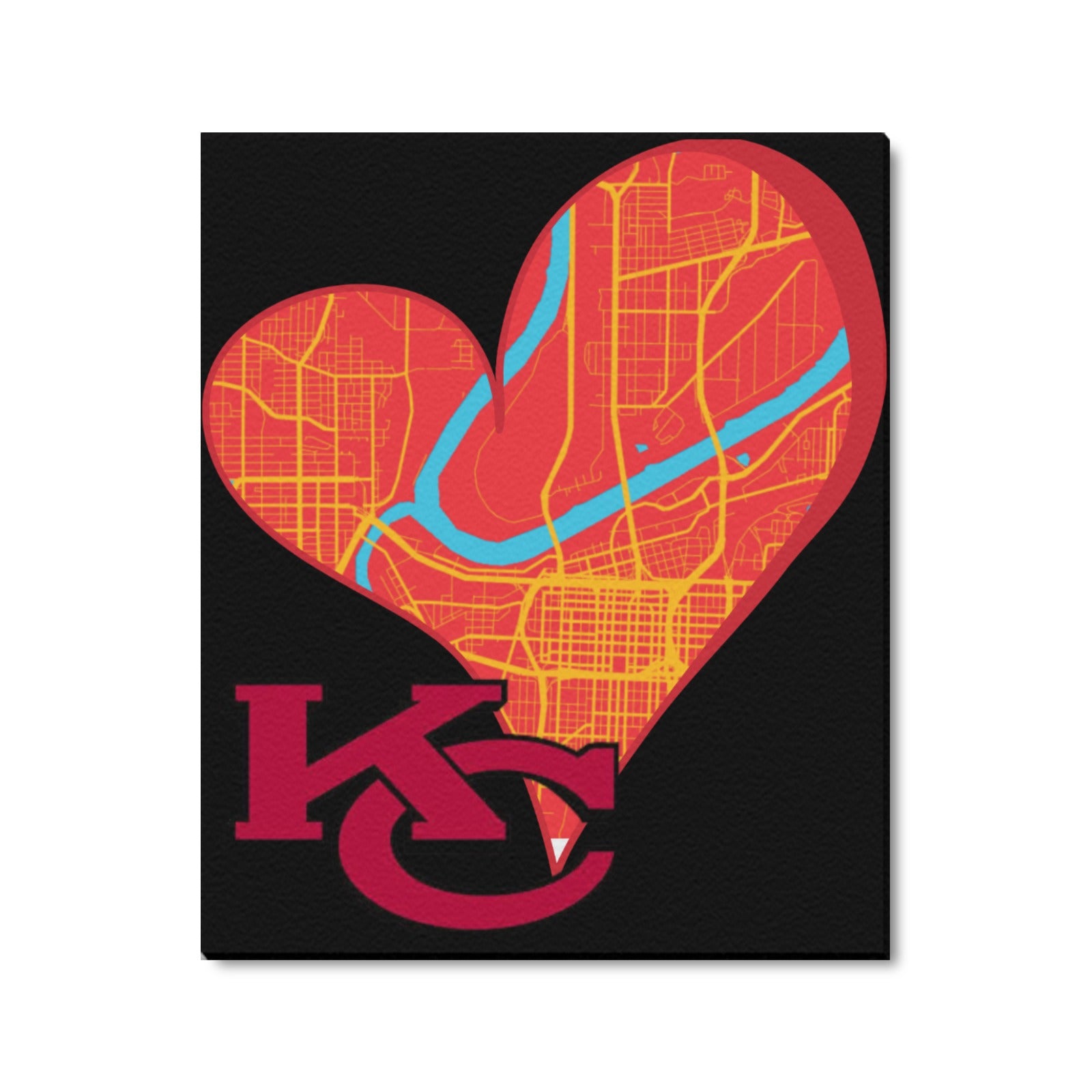 Heart of KC - The Map Within: Limited Edition Framed Canvas Print 20"x24"
