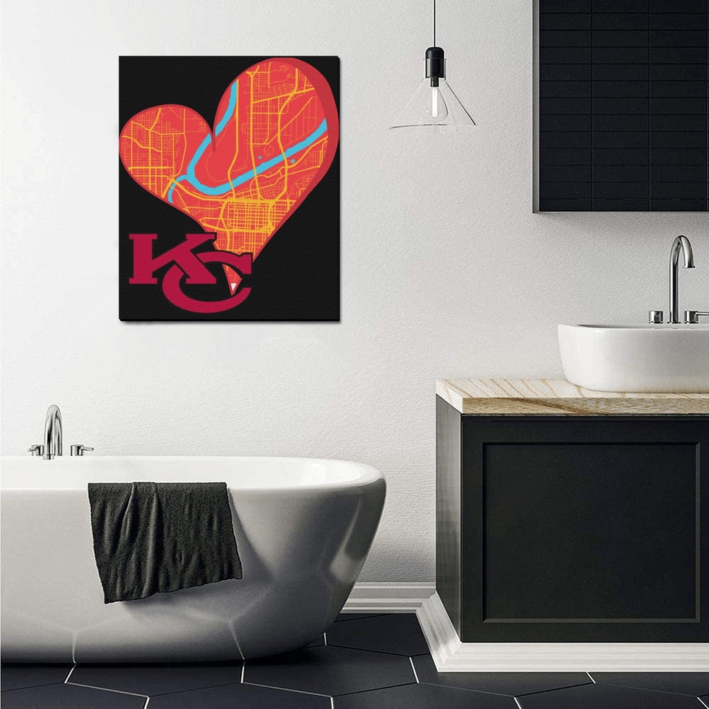 Heart of KC - The Map Within: Limited Edition Framed Canvas Print 20"x24"