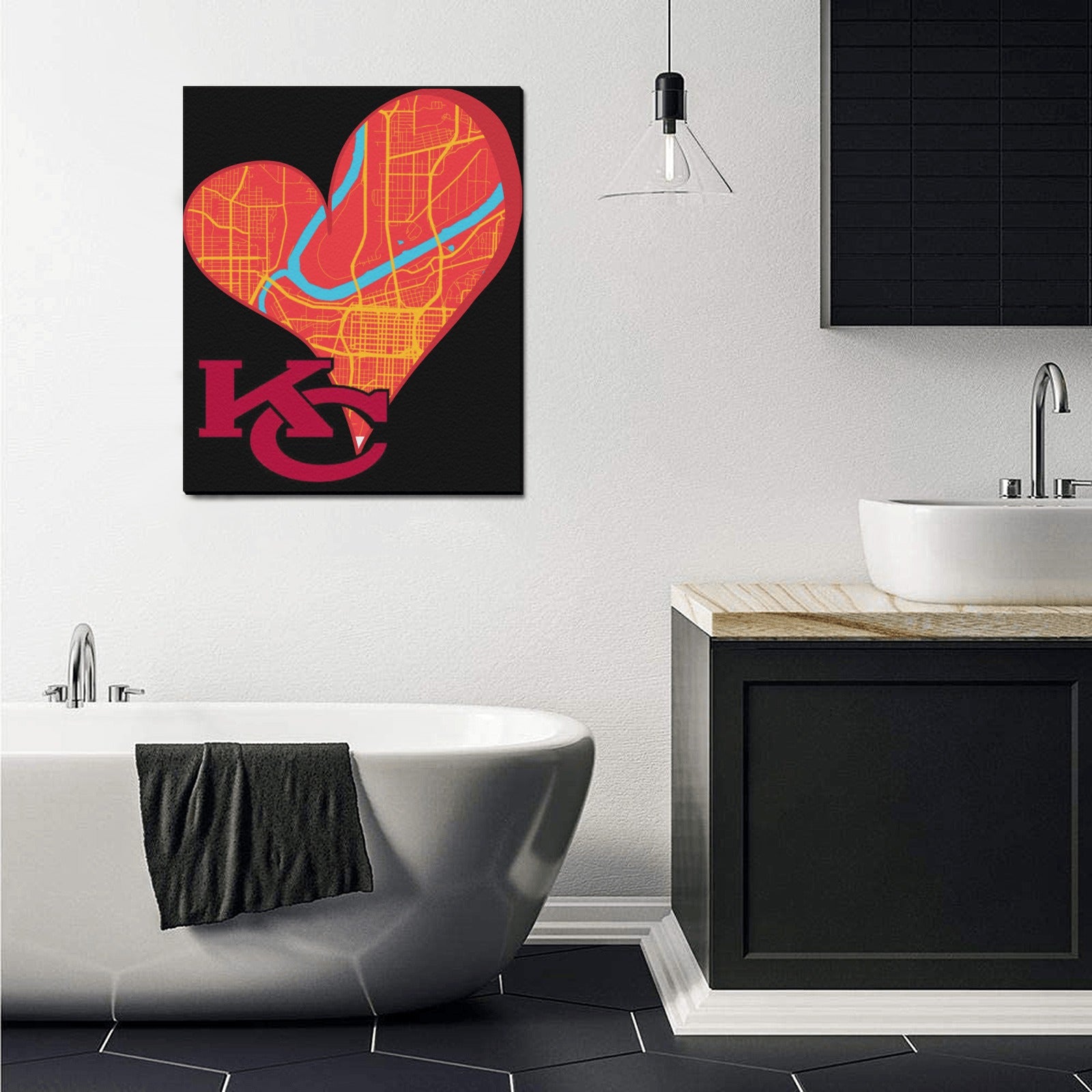 Heart of KC - The Map Within: Limited Edition Framed Canvas Print 20"x24"
