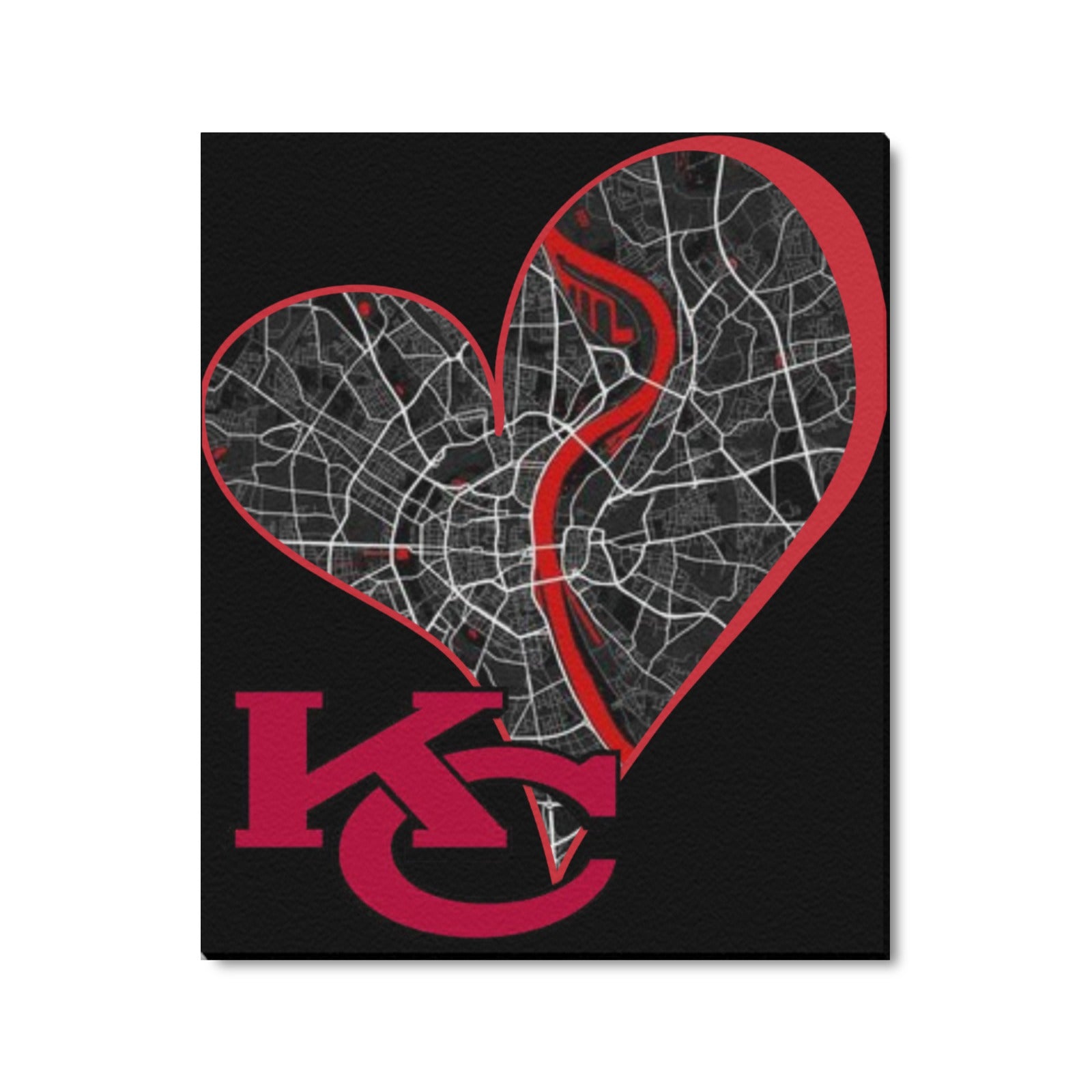 Heart of KC - The Map Within: Limited Edition Framed Canvas Print 20"x24"