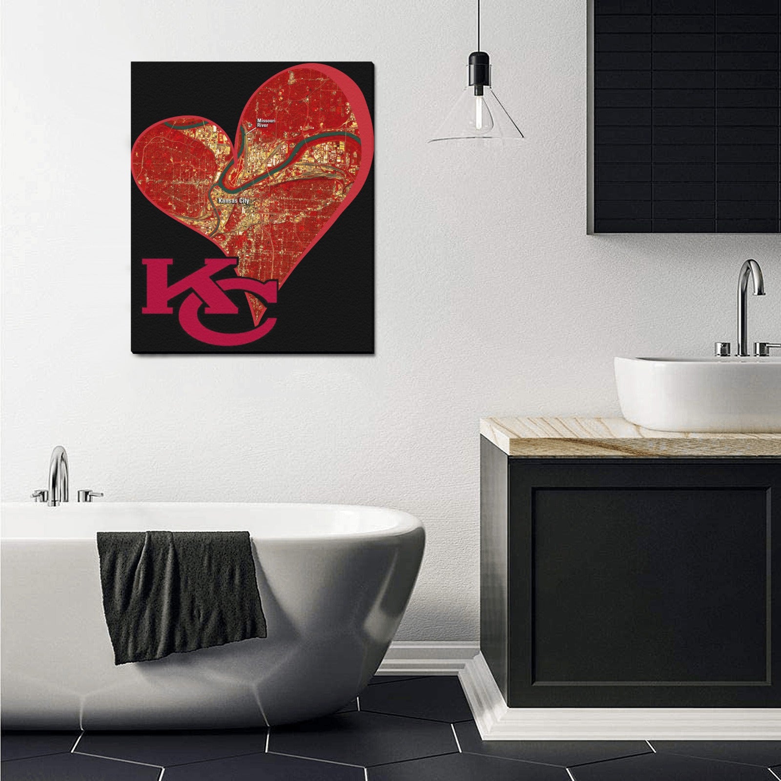 Heart of KC - The Map Within: Limited Edition Framed Canvas Print 20"x24"